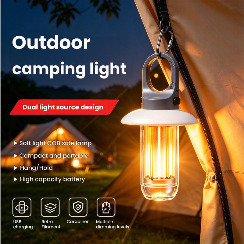 Outdoor Lighting Waterproof - Lanterna LED recarregável com 5 modos,
