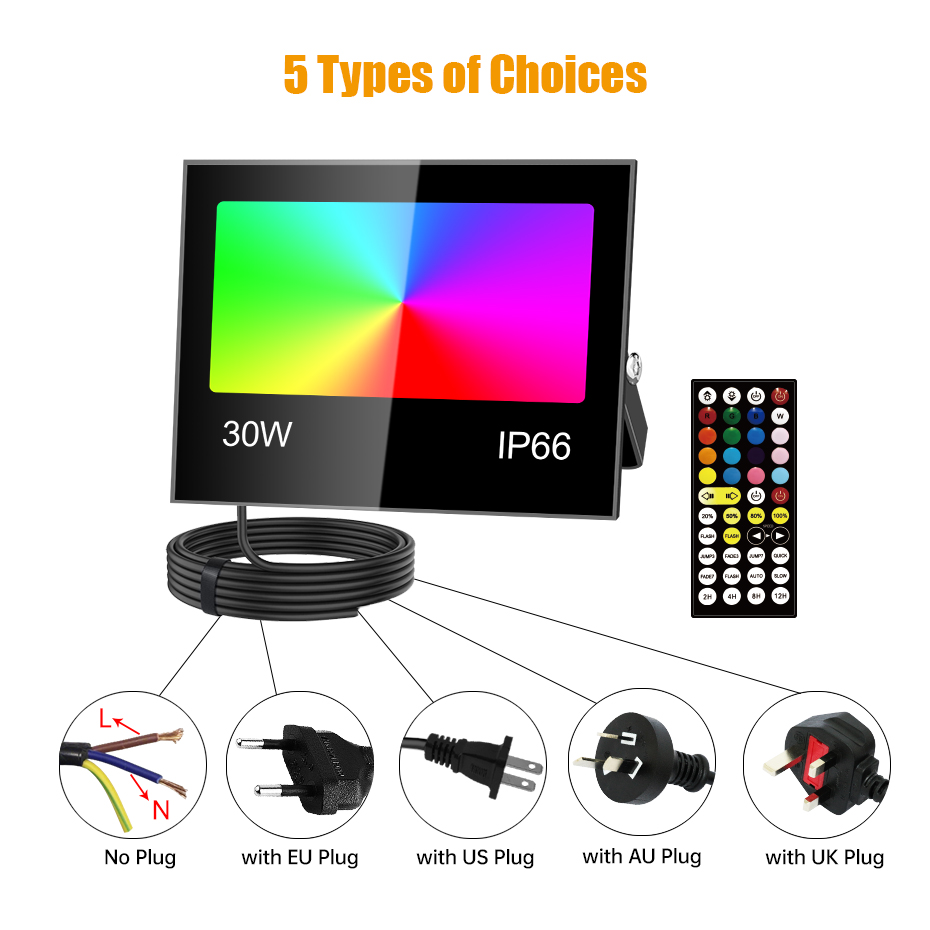 Holofote LED RGB AC85-265V 80W - Outdoor Lighting Uk avaliação e preço